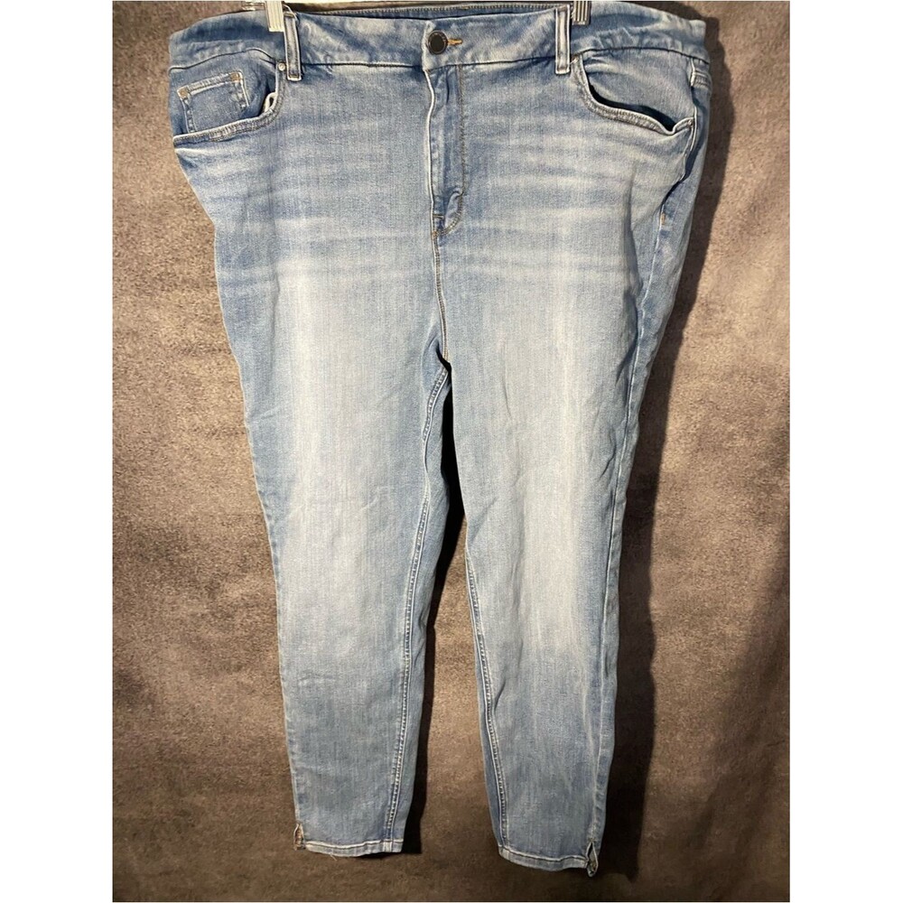 M Jeans by Maurices Plus Size Light Wash Slim Ankle Jeans Slit Hem Size XXL